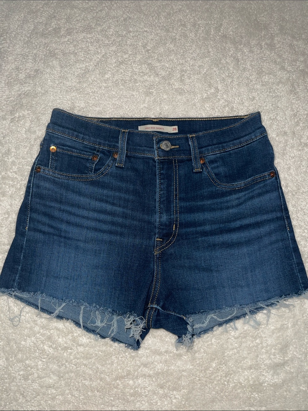 Levi's Dark Blue Raw Hem Denim Shorts